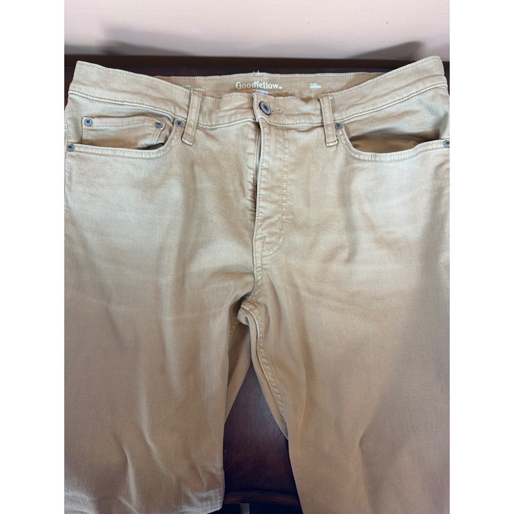 Goodfellow & Co Slim Fit Mens Chino Pants Tan Khaki Total Flex 5-Pocket 34x32